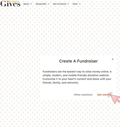 Setting up a Long Beach Gives Fundraiser - Step 2