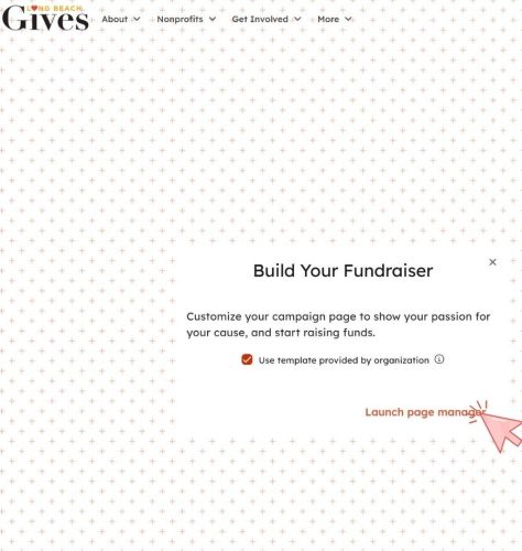 Setting up a Long Beach Gives Fundraiser - Step 3