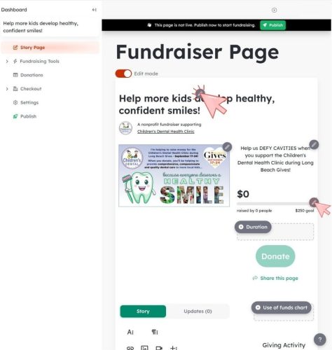Setting up a Long Beach Gives Fundraiser - Step 5