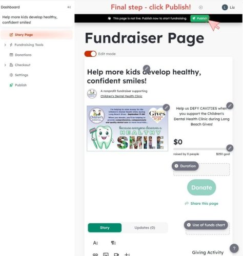 Setting up a Long Beach Gives Fundraiser - Step 7